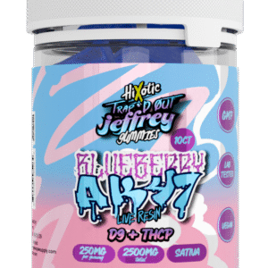 Trap’d out Jeffrey – Blueberry AK47 D9 + THCP Gummies (10ct)