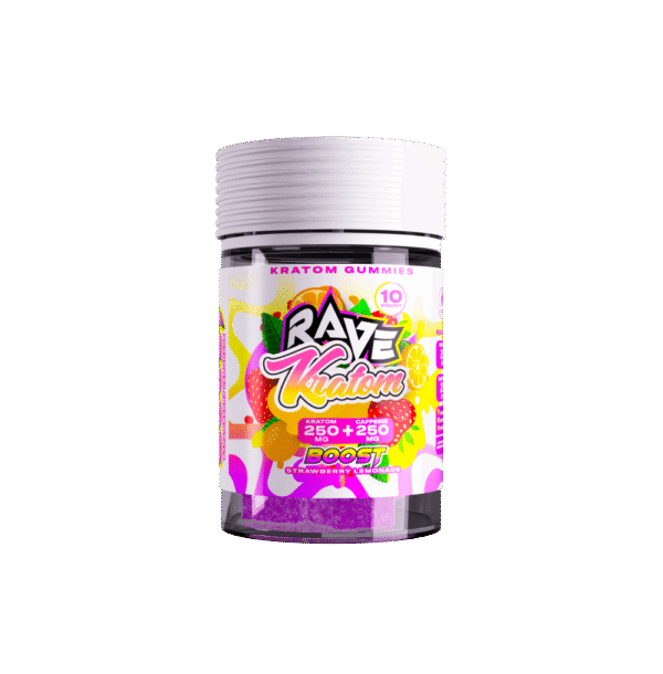 Rave Kratom – Boost Strawberry Lemonade Gummies