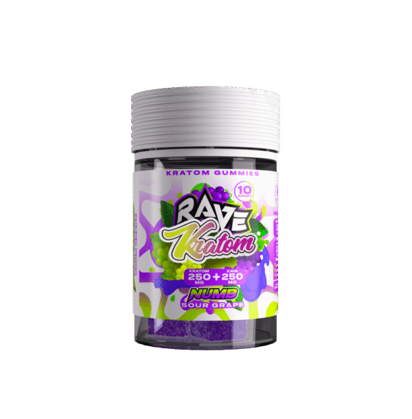 Rave Kratom – Numb Sour Grape Gummies
